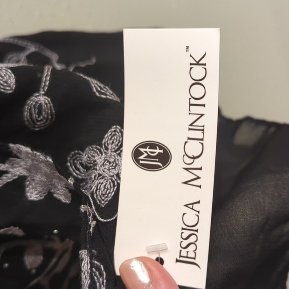 Jessica McClintock Sheer Scarf Wrap Shoulder Cover Floral Bedazzled Blac… - Picture 7 of 8
